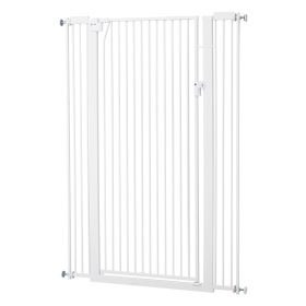 Extra Tall Pet Gate for Cats, 29-41 in Adjustable Width, 56 in High Dog Gate, with Pressure Mount Kit and Wall Mount Kit, 1.3 in Narrow Bar Spaci