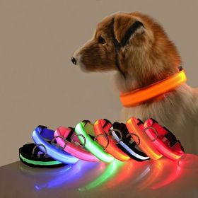 Glow-In-The-Dark Pet Collar For Dog & Cat; LED Dog Collar For Night Walking; USB charging (Color: PINK, size: XS)