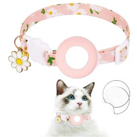 For AirTag Tracker Silicone Cover Small Daisy Pet Collar Dog Collar (Color: PINK, Type: Pet Supplies)