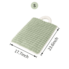 Washable Dog Mat with Carry Handle, Soft Plush Quilted Dog Bed Mat, Portable Crate Pad and Kennel Liner for Floor, Sofa, Car and Travel (Color: Green, size: S)